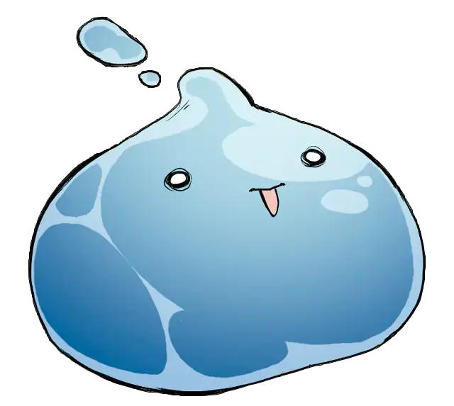 Slime simpático de Anime 5E com expressão carismática, ideal para campanhas lúdicas e criativas.