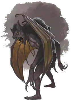 Aspecto de Camazotz (Zotzilaha) ilustrado por Warren Mahy, publicado na Dungeon #143.