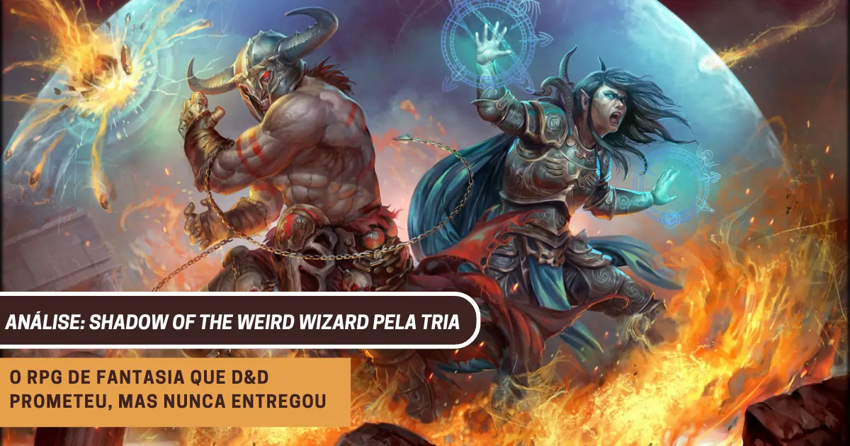 Magia e caos visualizados em cena de Shadow of the Weird Wizard