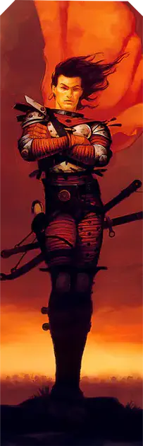 Ilustração de guerreiro sombrio representando o Bruxo do Patrono Rei-Feiticeiro das Subclasses Apocalípticas de D&D 2025.