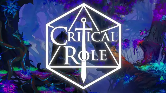 Logo da Critical Role sobre cenário colorido, representando o anúncio da Campanha 4 em Dungeons & Dragons.