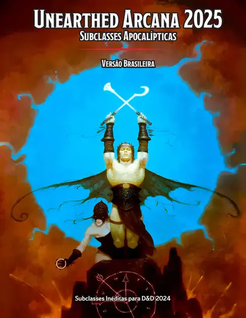 Capa da versão brasileira da Unearthed Arcana 2025 Subclasses Apocalípticas para D&D 2024.